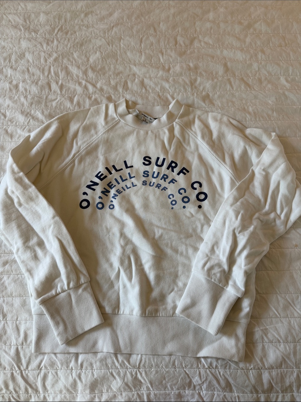 O'Neill Cream Crewneck Sweatshirt with Navy Logo
